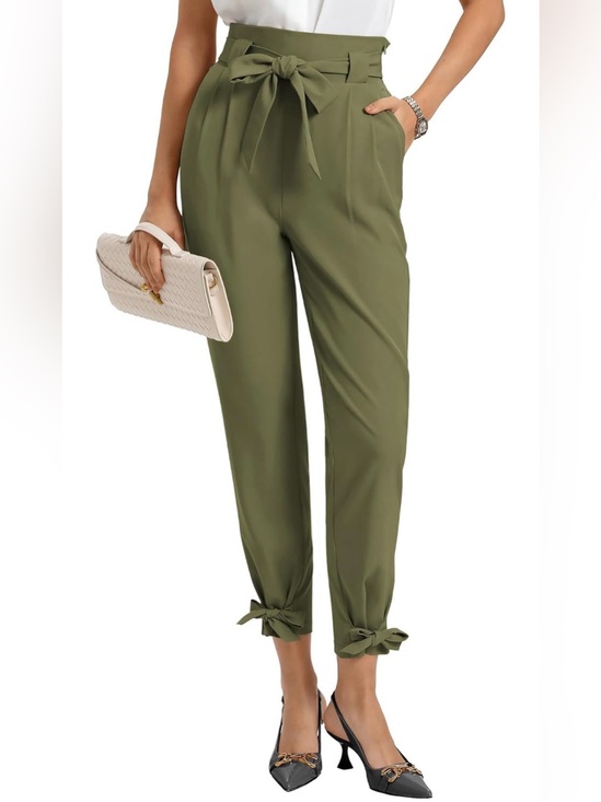 Grace Karin Pants - GRACE KARIN Army Green High-Waisted Paperbag Pencil Pants